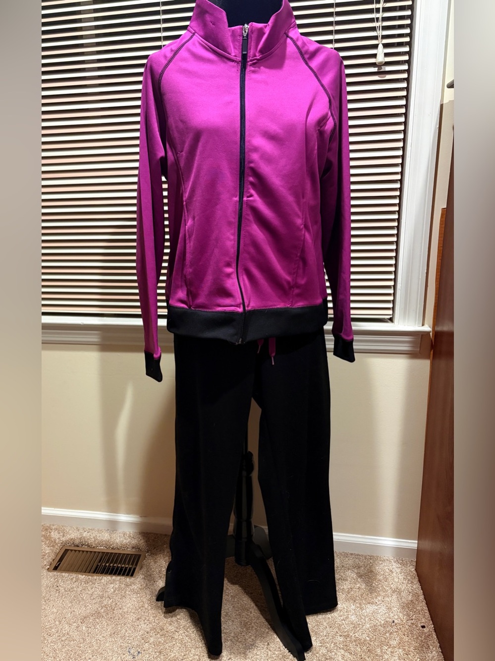 Women's Magenta Be Inspires Track Jacket and Black Pants Set